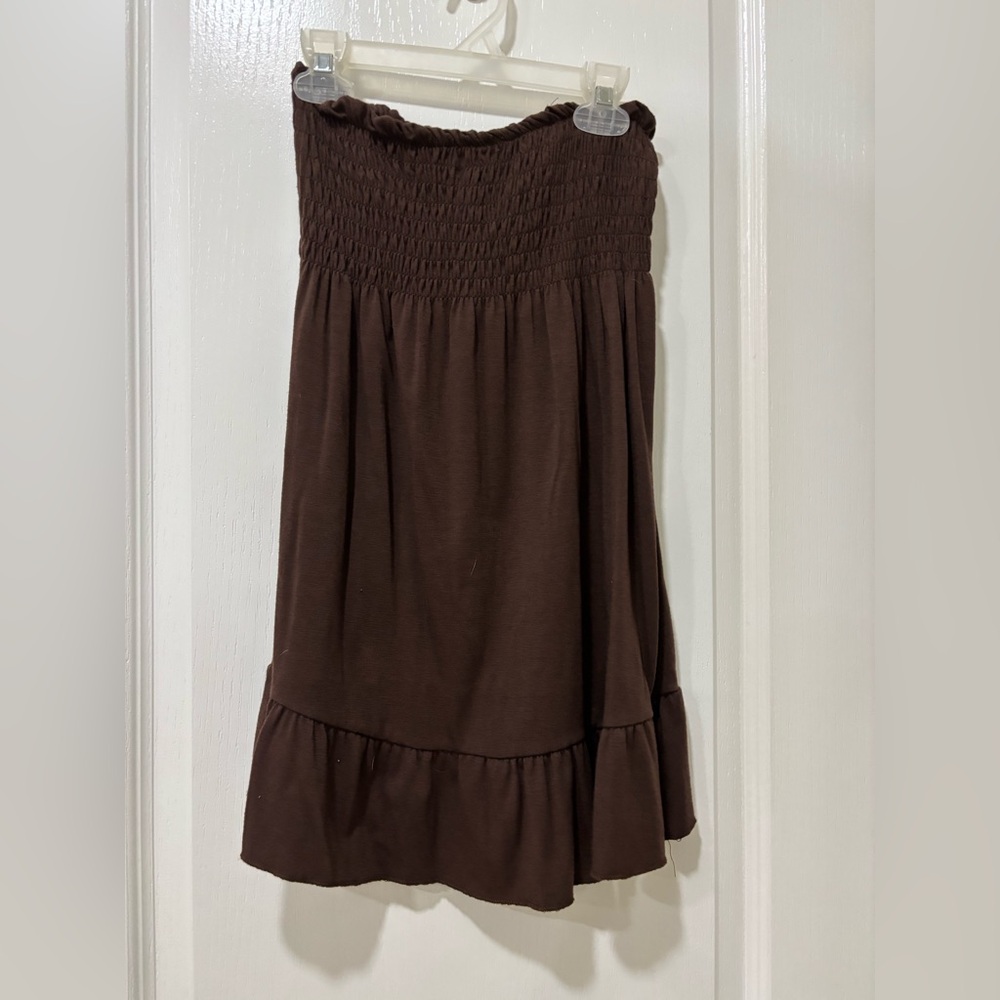 Xhilaration Brown Knee-Length Smocked Dress